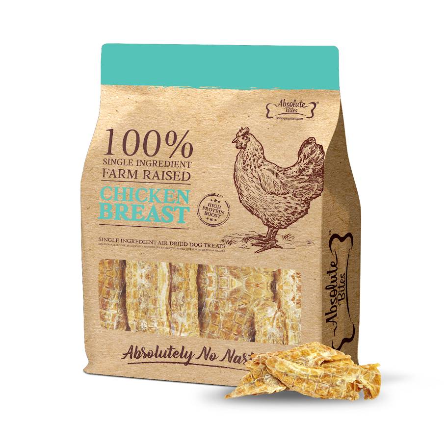 (exp: 09 Jan 2027) Absolute Bites Air Dried 450g Chicken Breast Cat & Dog Treat