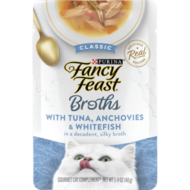 (exp: Mar'2027) Fancy Feast Cat 40g Broths Classic Tuna, Anchovies & Whitefish Wet Cat Food