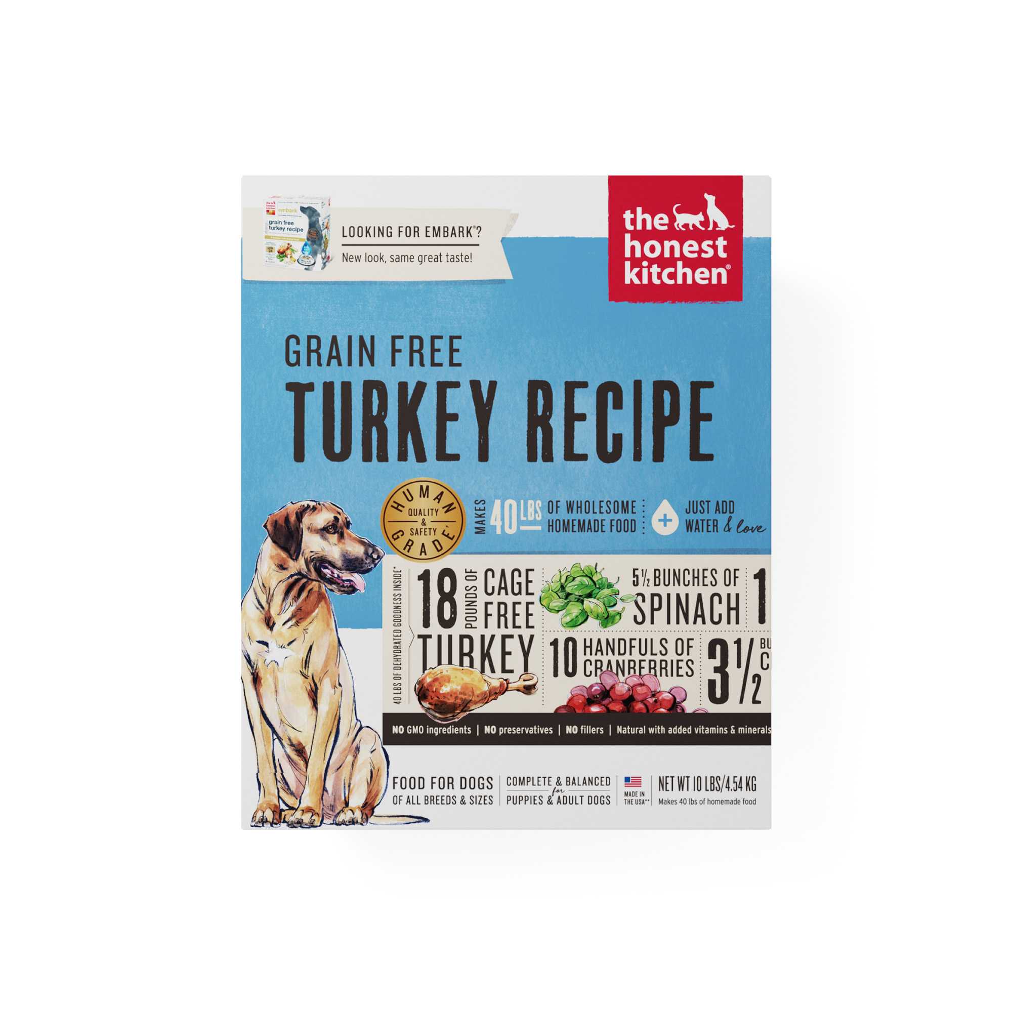 The Honest Kitchen Dog 10lbs Dehydrated Turkey Grain Free Dry Dog Food