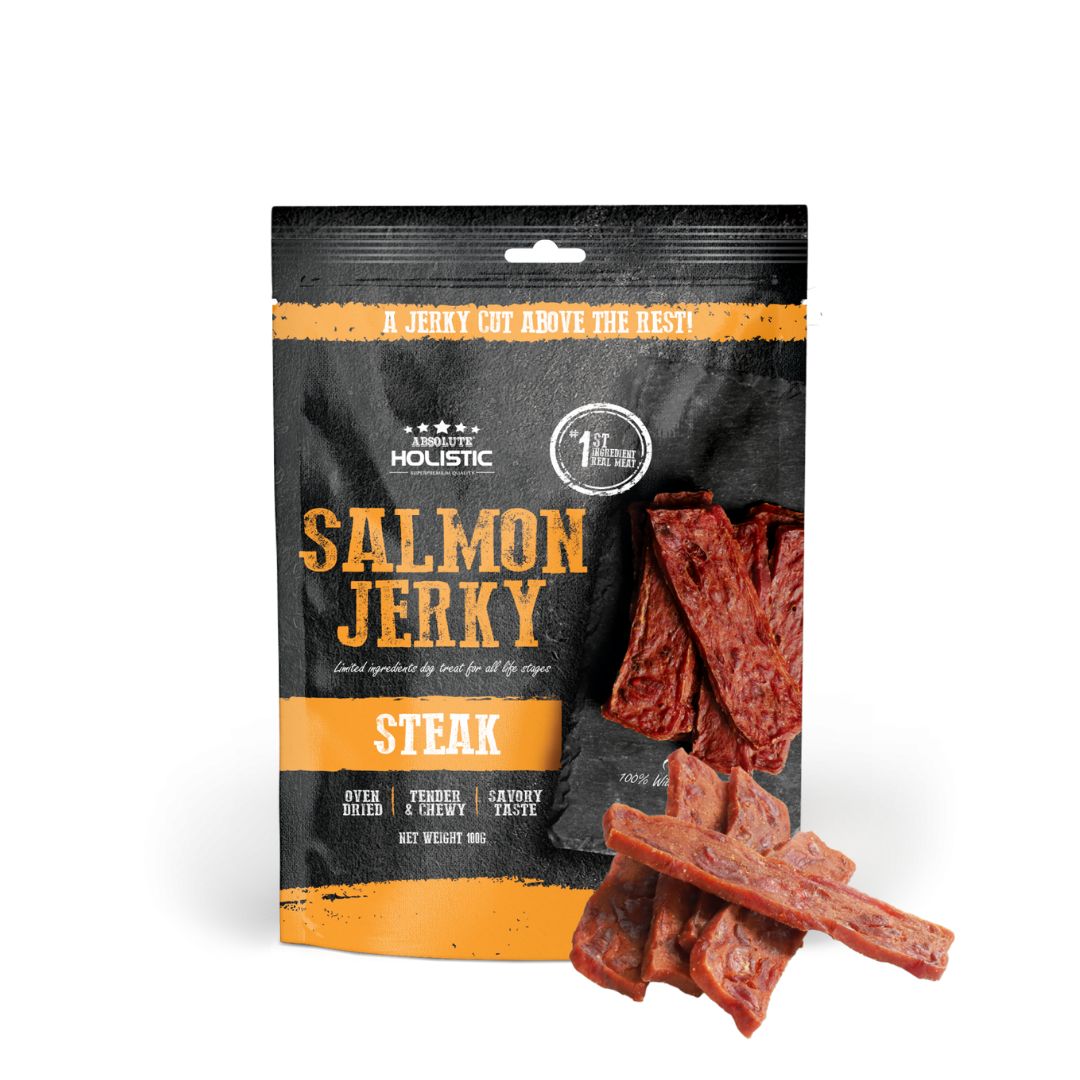(exp: 15 Dec 2026) Absolute Holistic Dog 100g Jerky Salmon Steak Dog Treat