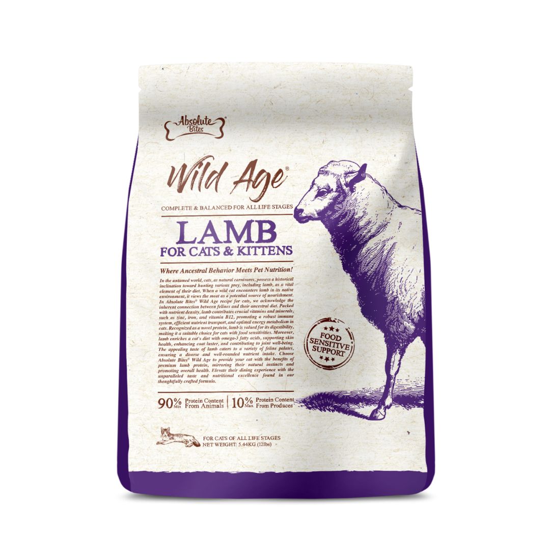 (exp: 06 Dec 2025) Absolute Bites Cat Wild Age 5.44kg Lamb Dry Cat Food