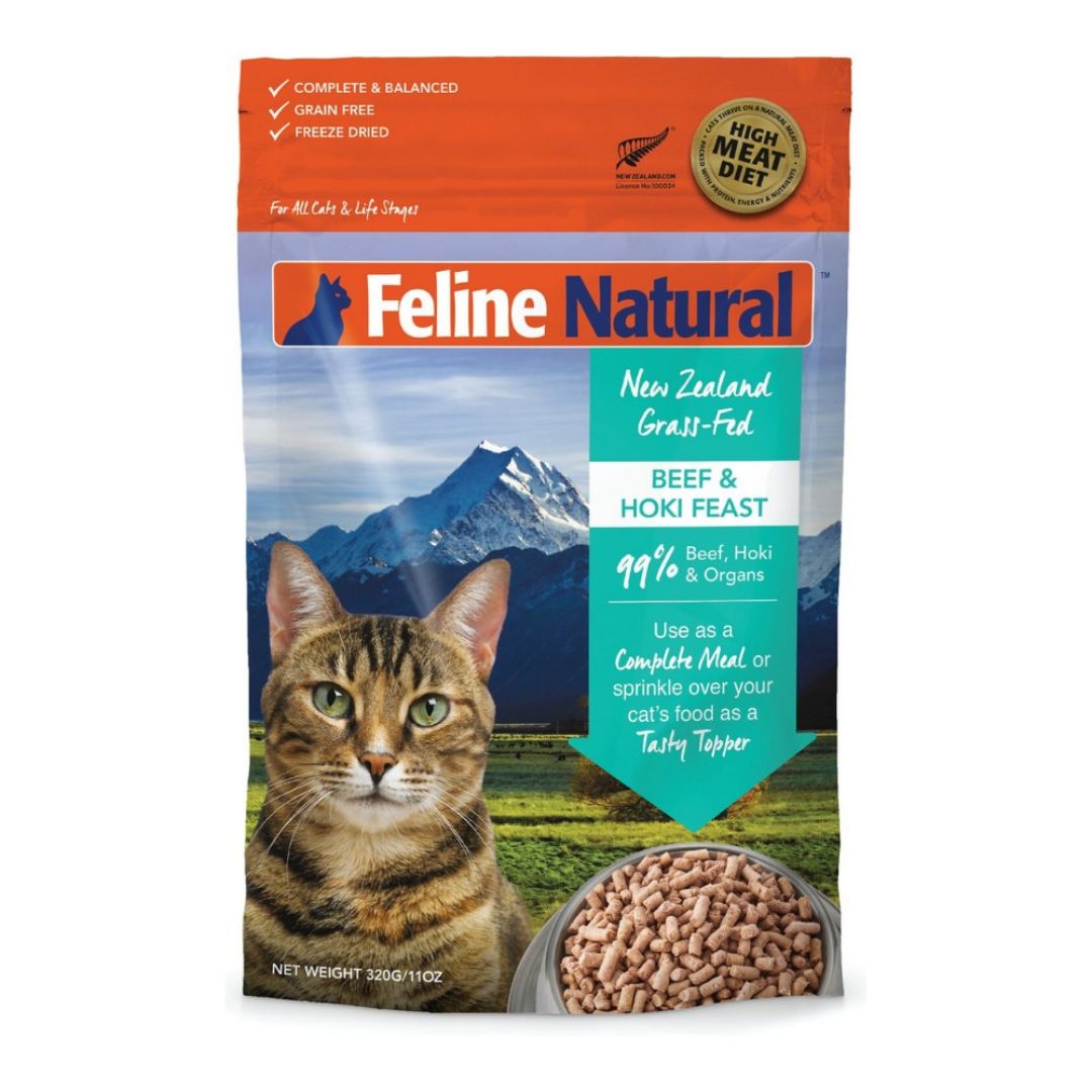 (exp: 21 Nov 2026) Feline Natural Freeze Dried 320g Beef & Hoki Feast Dry Cat Food