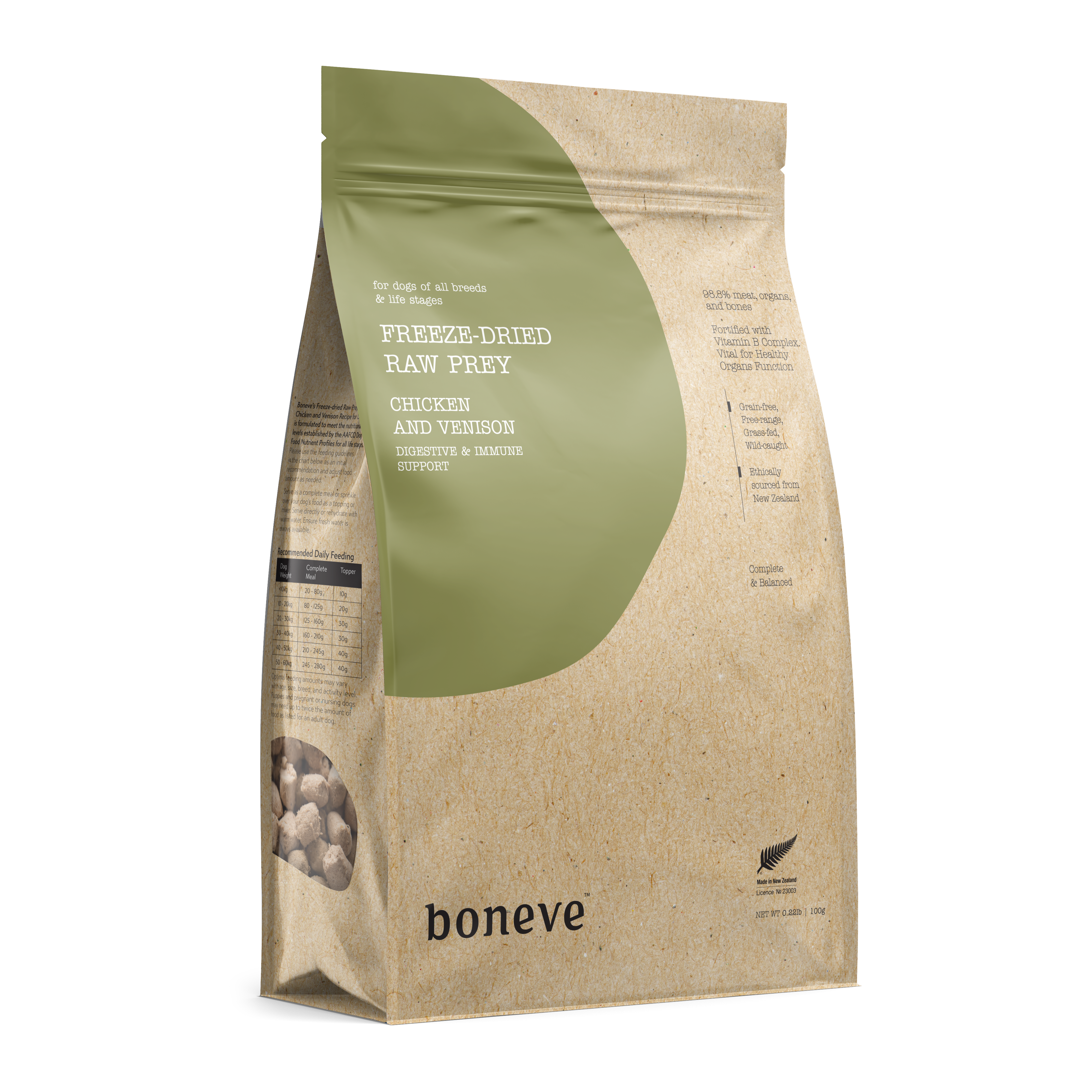 Boneve Earthmade Dog Freeze Dried Raw Prey Chicken Venison Dry Dog Food