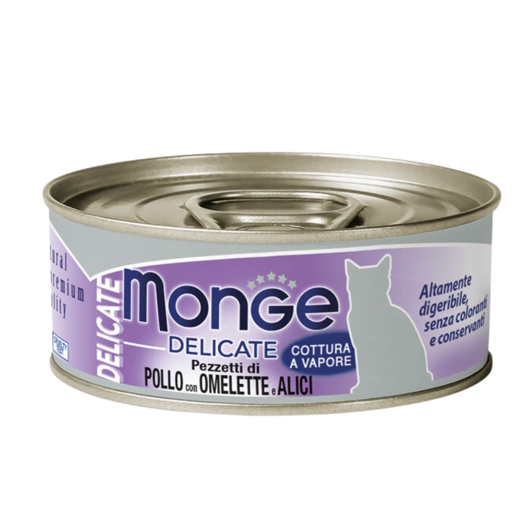 (exp: 06 Mar 2027) Monge Cat Delicate 80g Chicken With Omelette & Whitebait Wet Cat Food