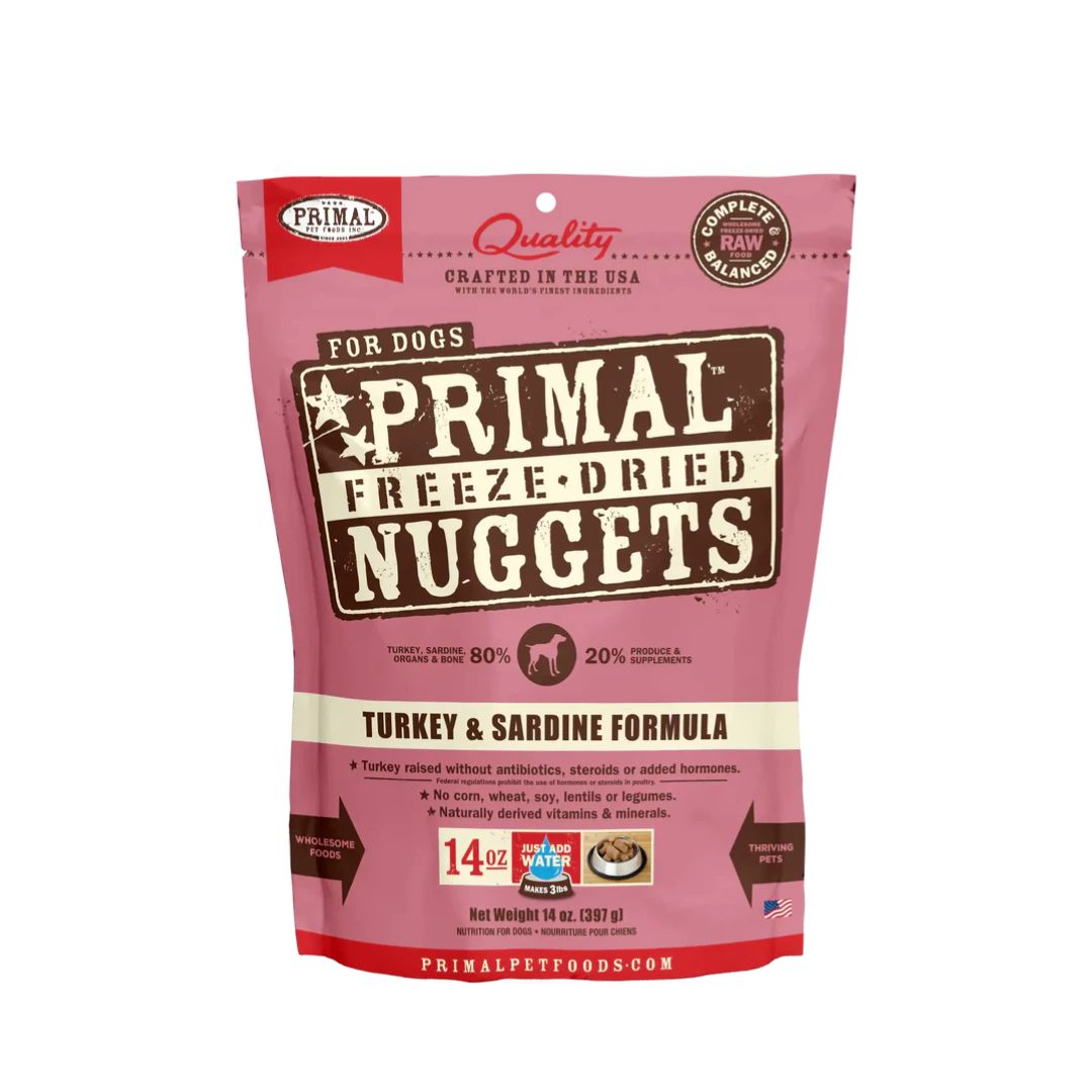 (exp: 19 Jan 2026) Primal Dog 397g Freeze-dried Nuggets Canine Turkey & Sardine Formula Dry Dog Food