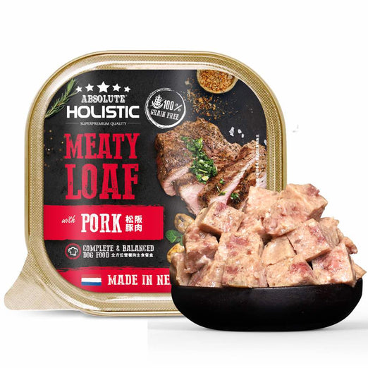 (exp: 06 Mar 2027) Absolute Holistic Dog 100g Complete & Balanced Meaty Loaf Pork Wet Tray Dog Food