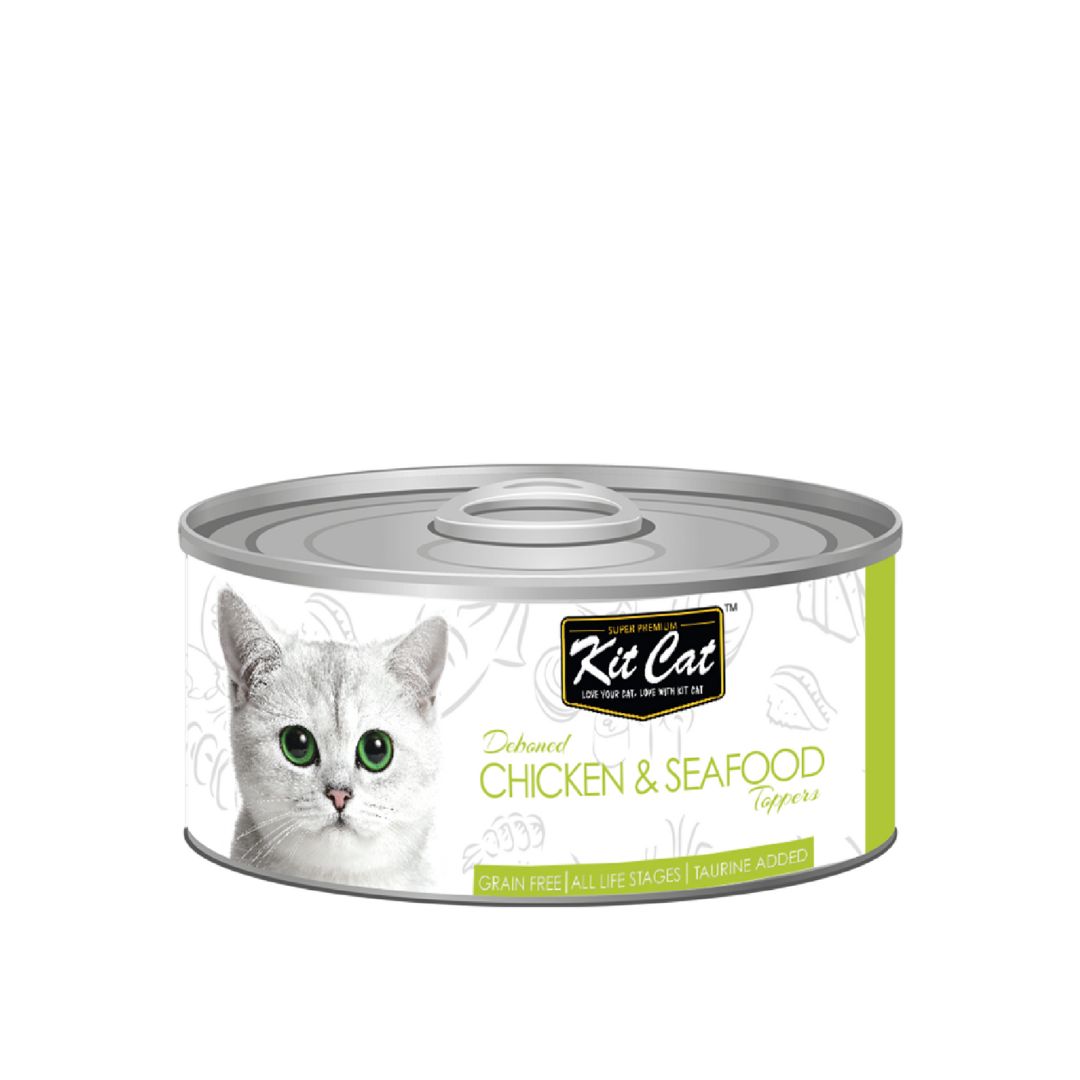 (exp: 13 Nov 2027) Kit Cat 80g Deboned Toppers Canned Chicken & Seafood Wet Cat Food