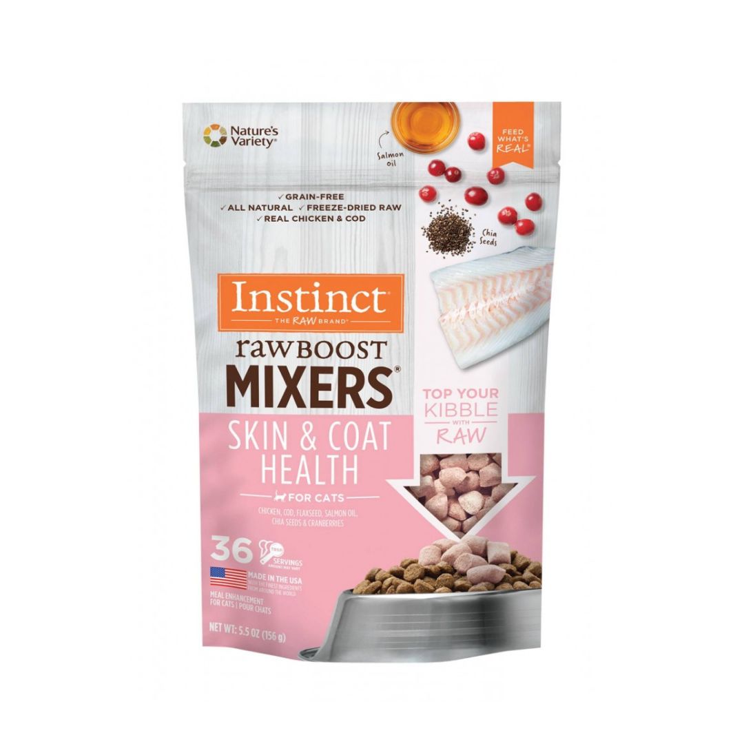 (exp: 29 Sep 2026) Instinct Cat 5.5oz Raw Boost Mixers Freeze Dried Skin & Coat Health Cat Food Topper