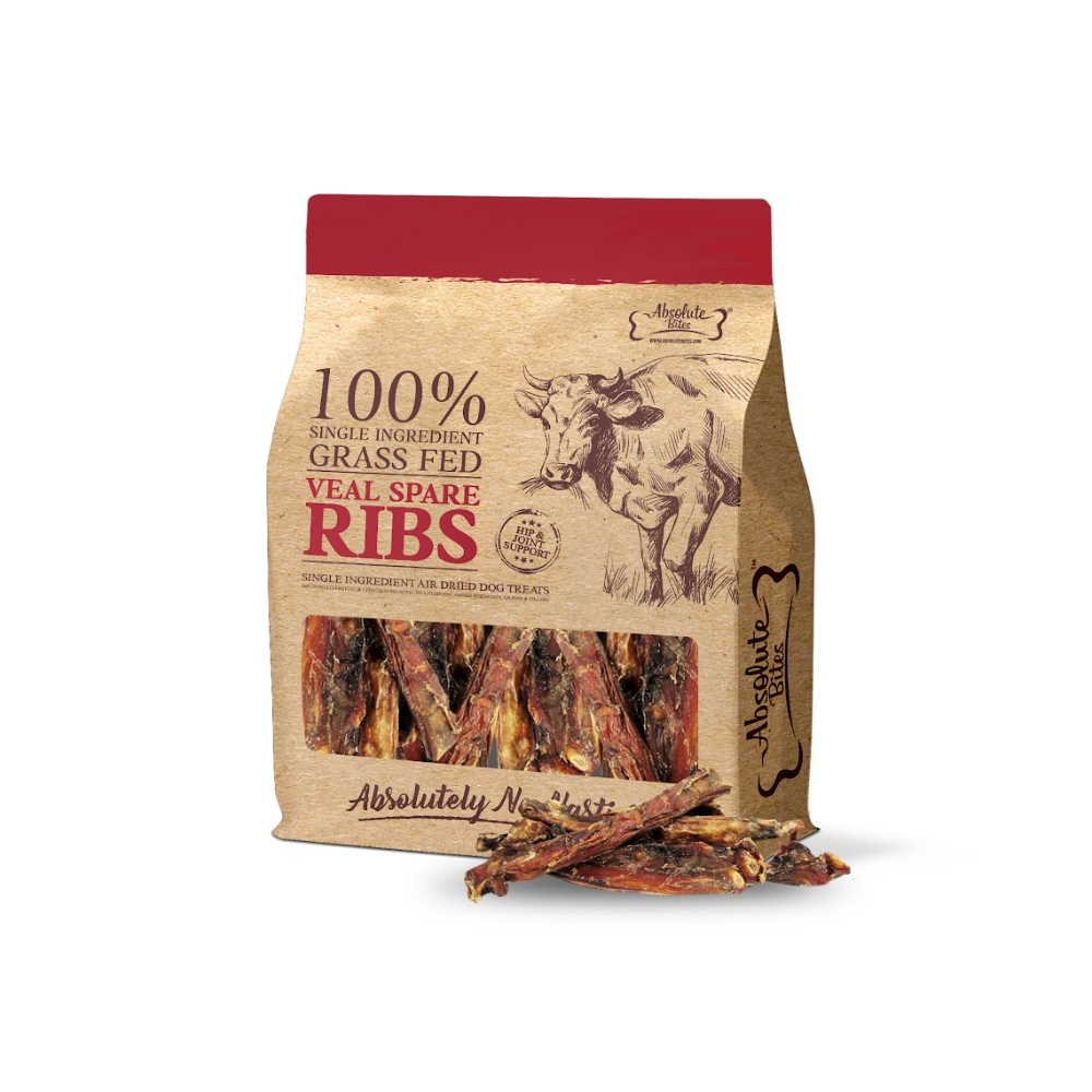 (exp: 09 Sep 2026) Absolute Bites Air Dried 250g 100% Real Veal Spare Ribs Dog Treat