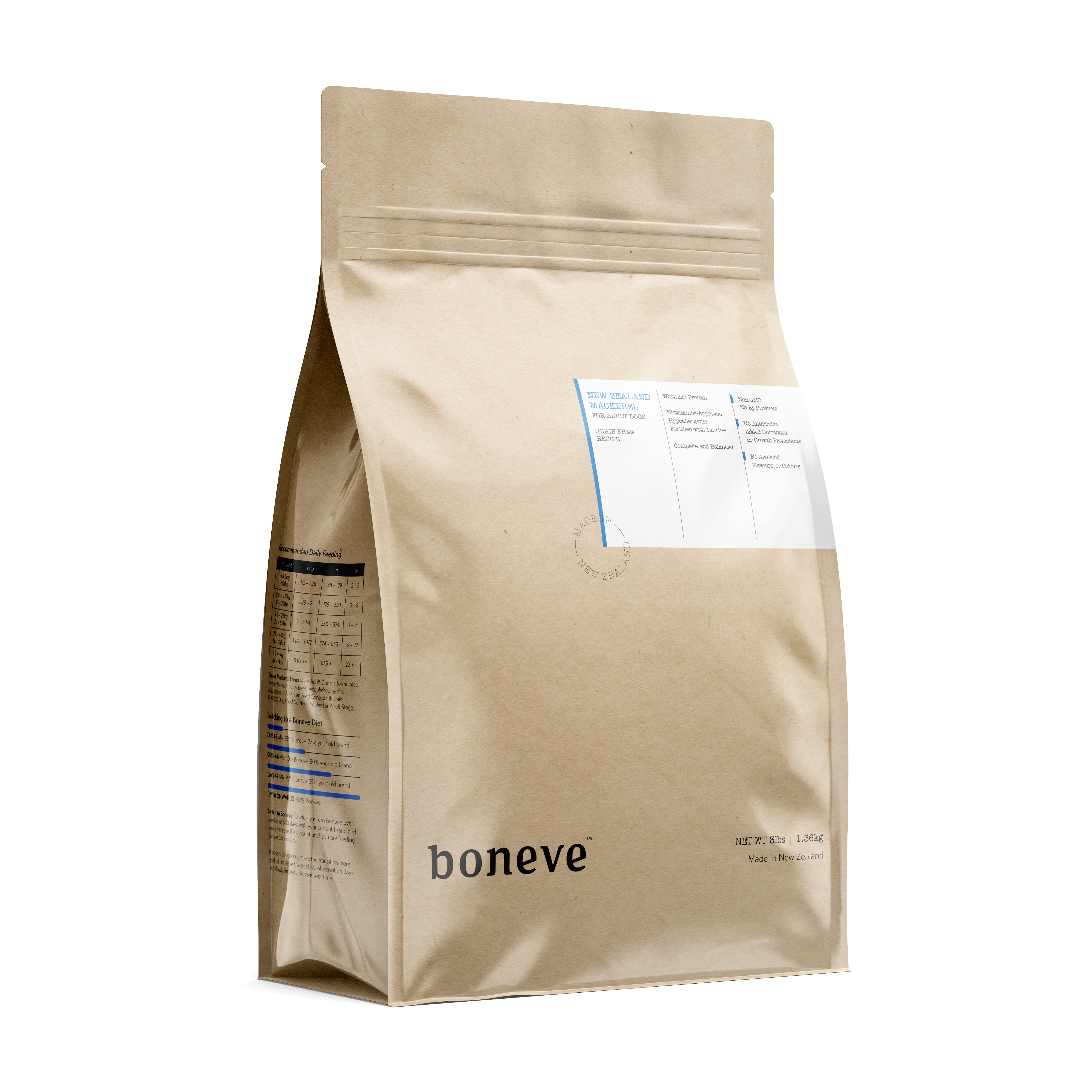 (exp: 12 Aug 2025) Boneve Earthmade Dog 3lbs (1.36kg) New Zealand Mackerel Grain Free Dry Dog Food