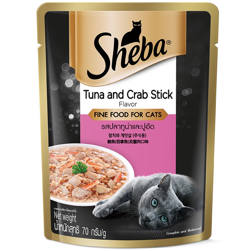 (exp: 01 Nov 2026) Sheba Cat 70g Tuna And Crab Stick Pouch Wet Cat Food